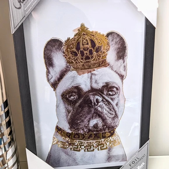Louis Vuitton French Bulldog Frenchie Gold Foil Embellished Framed Art Print